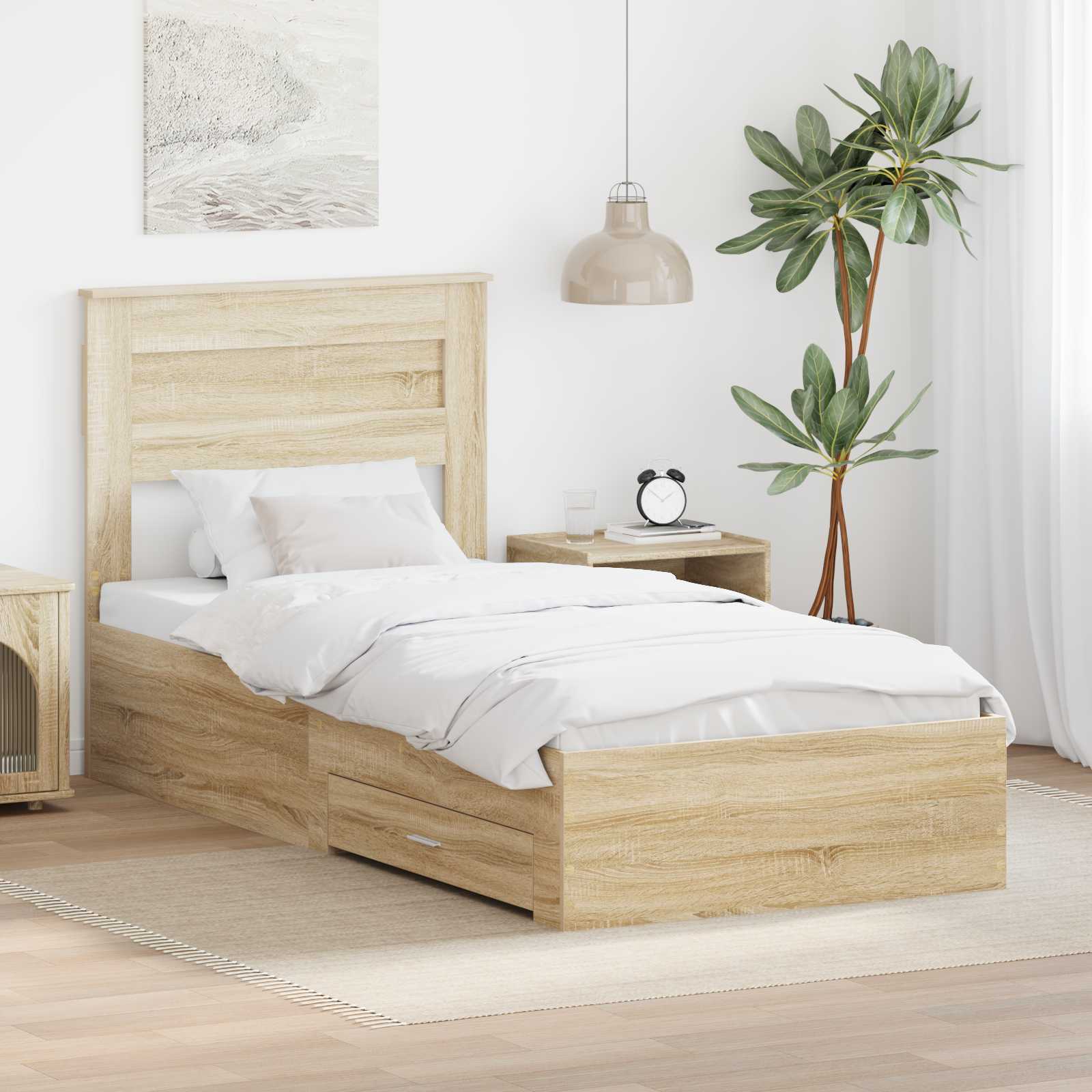 Struttura del letto con testiera Rovere Sonoma 100 x 200 cm | homemem39