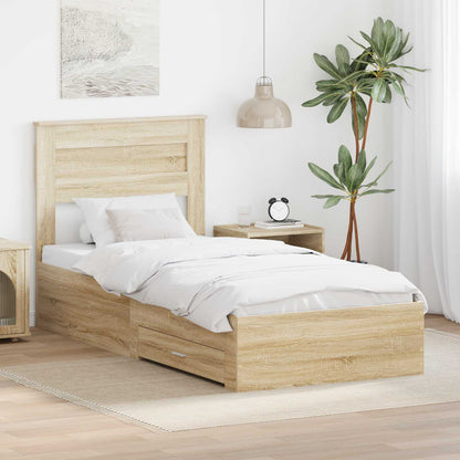 Struttura del letto con testiera Rovere Sonoma 100 x 200 cm | homemem39