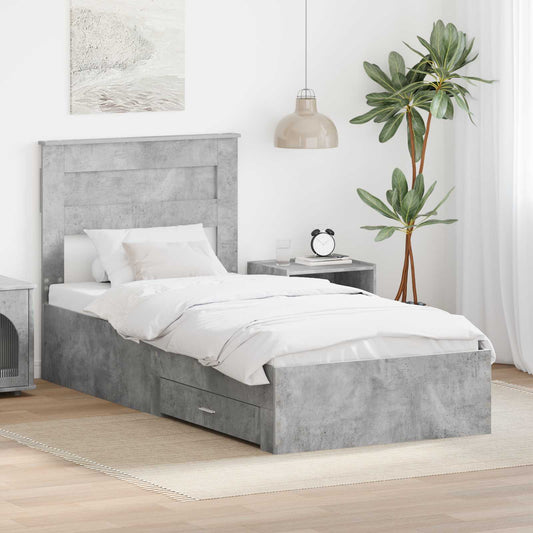 Struttura del letto con cassetto Grigio cemento 100 x 200 cm