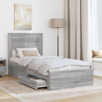 Struttura del letto con testiera Grigio Sonoma 100 x 200 cm | homemem39