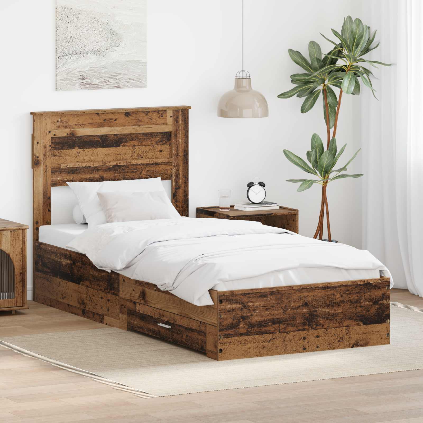 Struttura del letto con testiera Legno vecchio 100 x 200 cm | homemem39