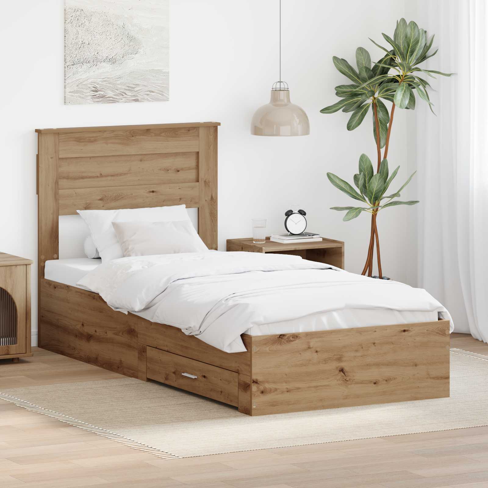 Struttura del letto Rovere artigianale 100 x 200 cm | homemem39