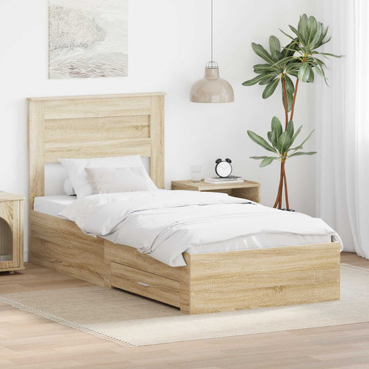 Struttura del letto Rovere Sonoma 90 x 200 cm Legno multistrato | homemem39