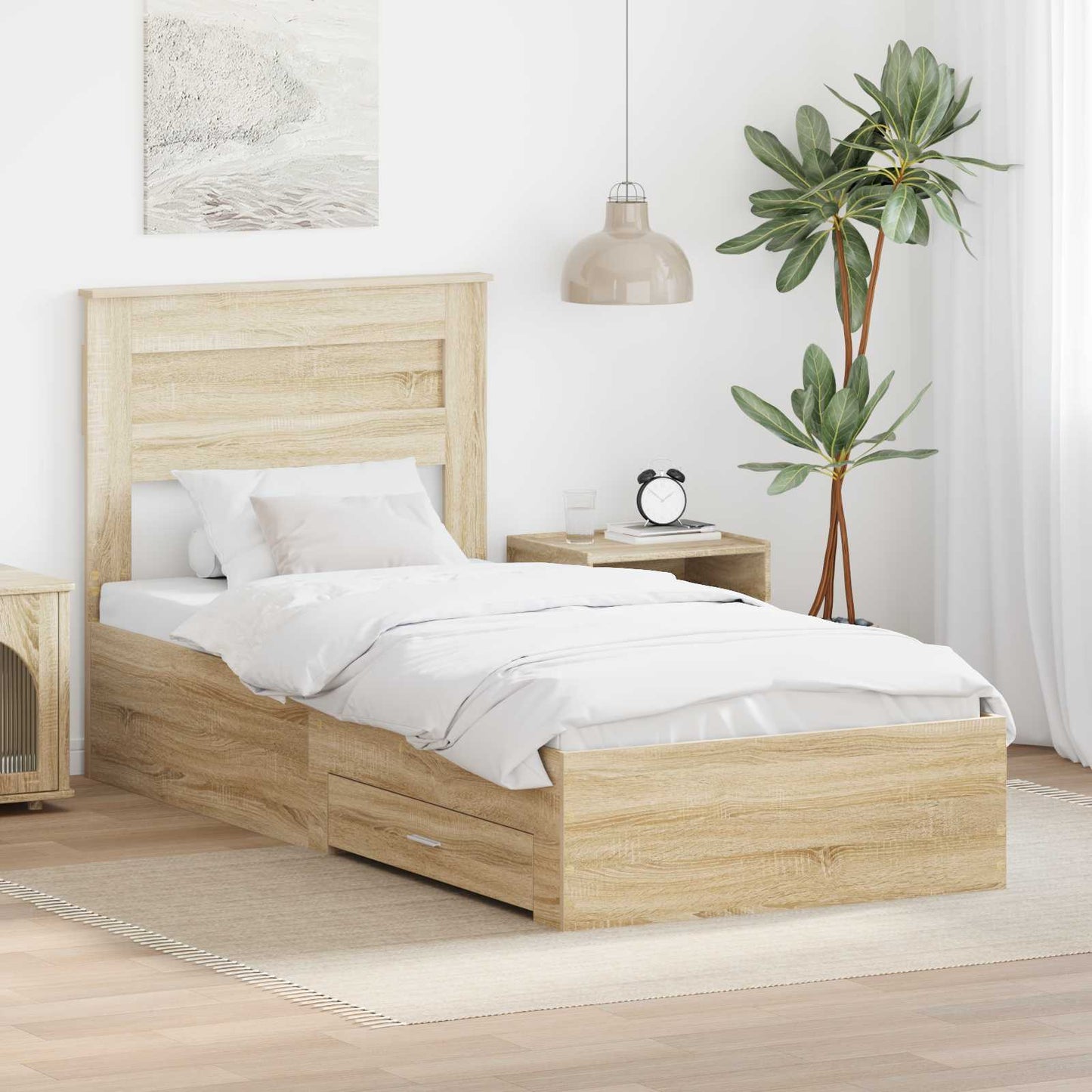 Struttura del letto Rovere Sonoma e Argento 75 x 190 cm | homemem39
