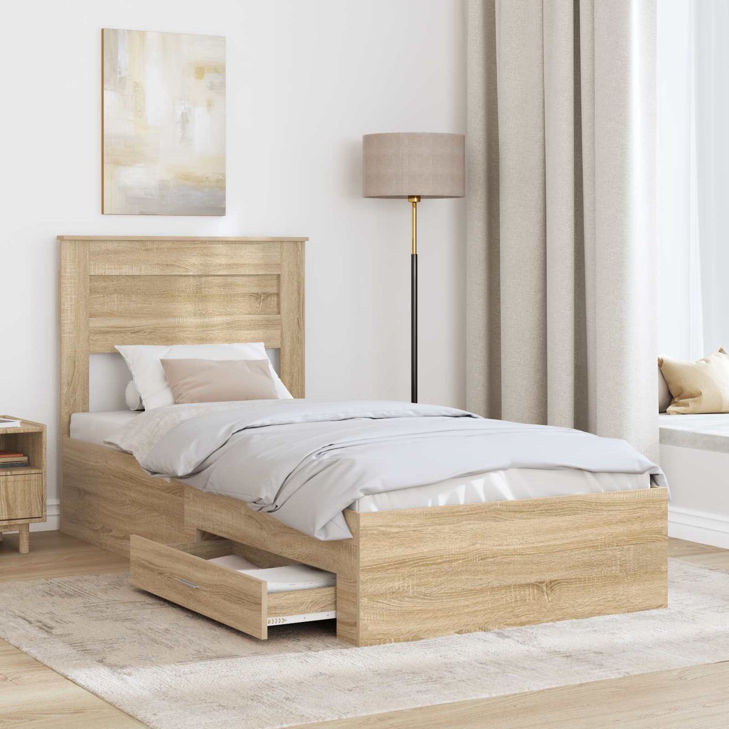 Struttura del letto Rovere Sonoma e Argento 75 x 190 cm | homemem39