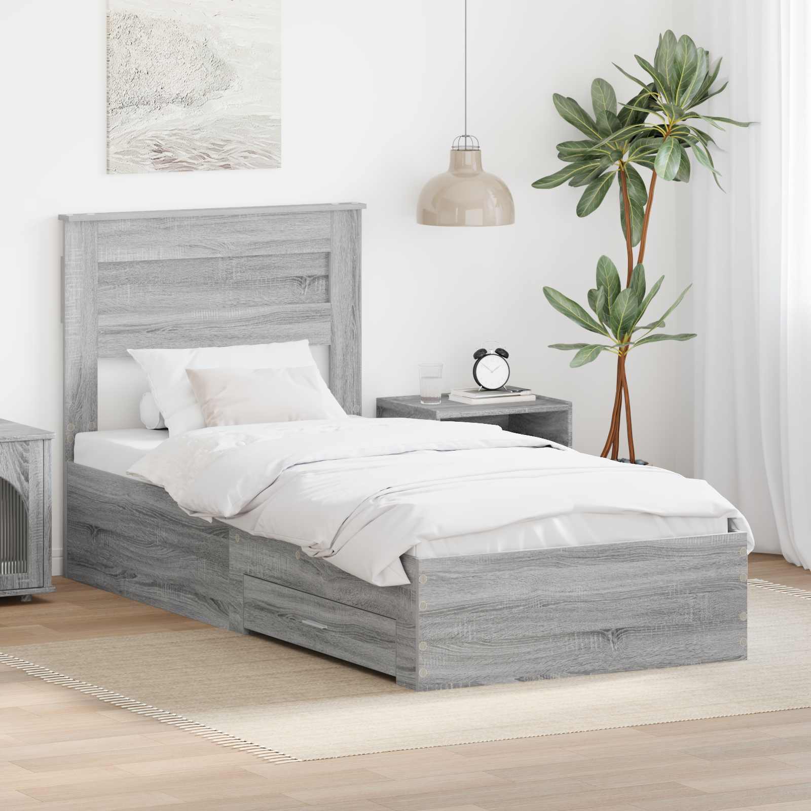 Struttura del letto Grigio Sonoma e Argento 75 x 190 cm | homemem39