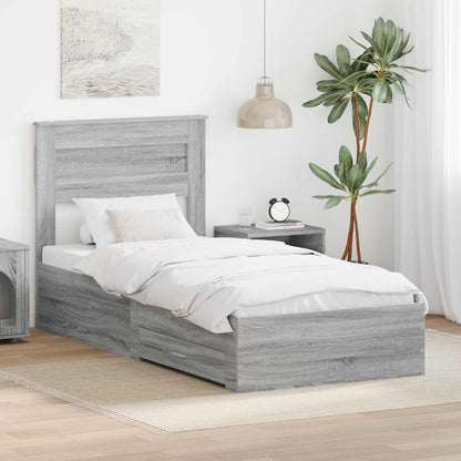 Struttura del letto Grigio Sonoma e Argento 75 x 190 cm | homemem39