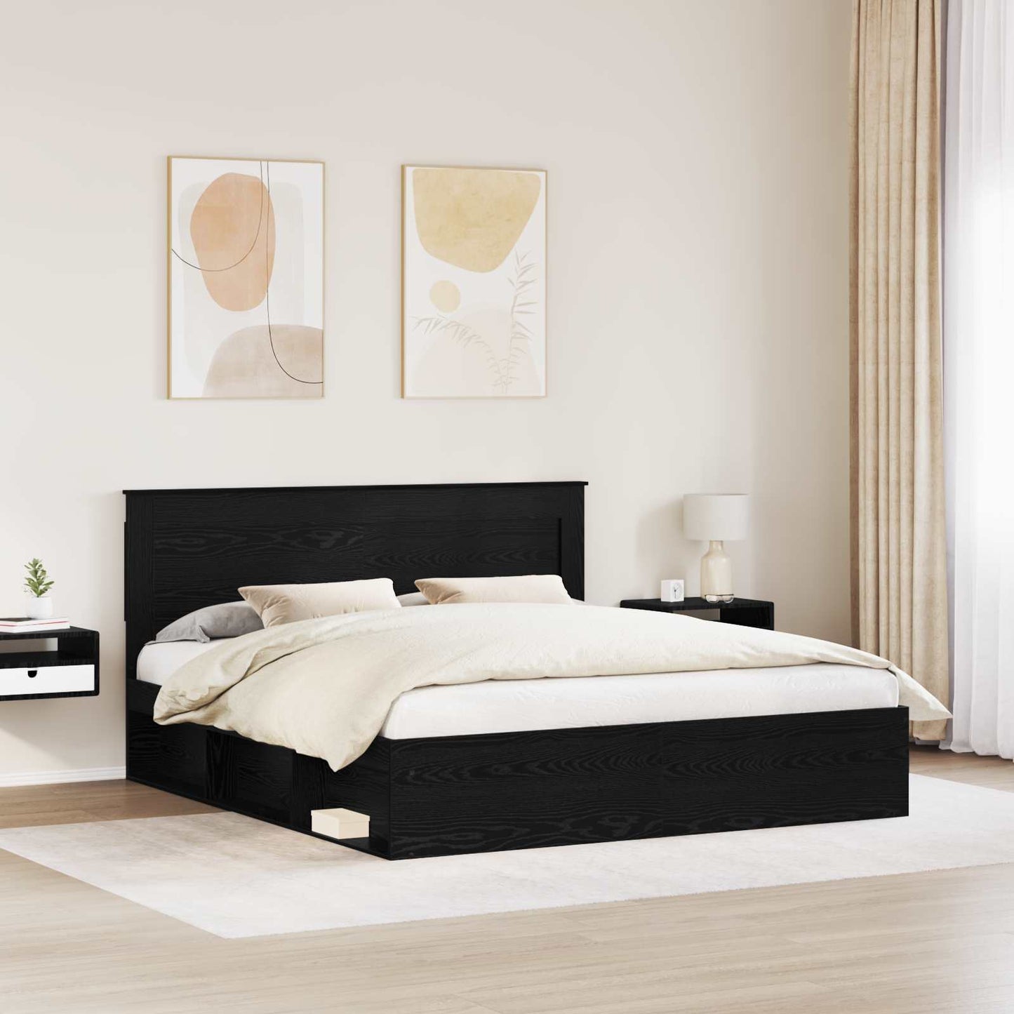Struttura del letto Nero 200 x 200 cm Pino massello | homemem39