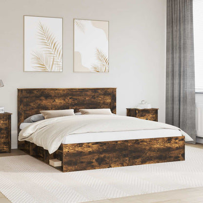 Struttura del letto Rovere fumé 200 x 200 cm Pino massello | homemem39