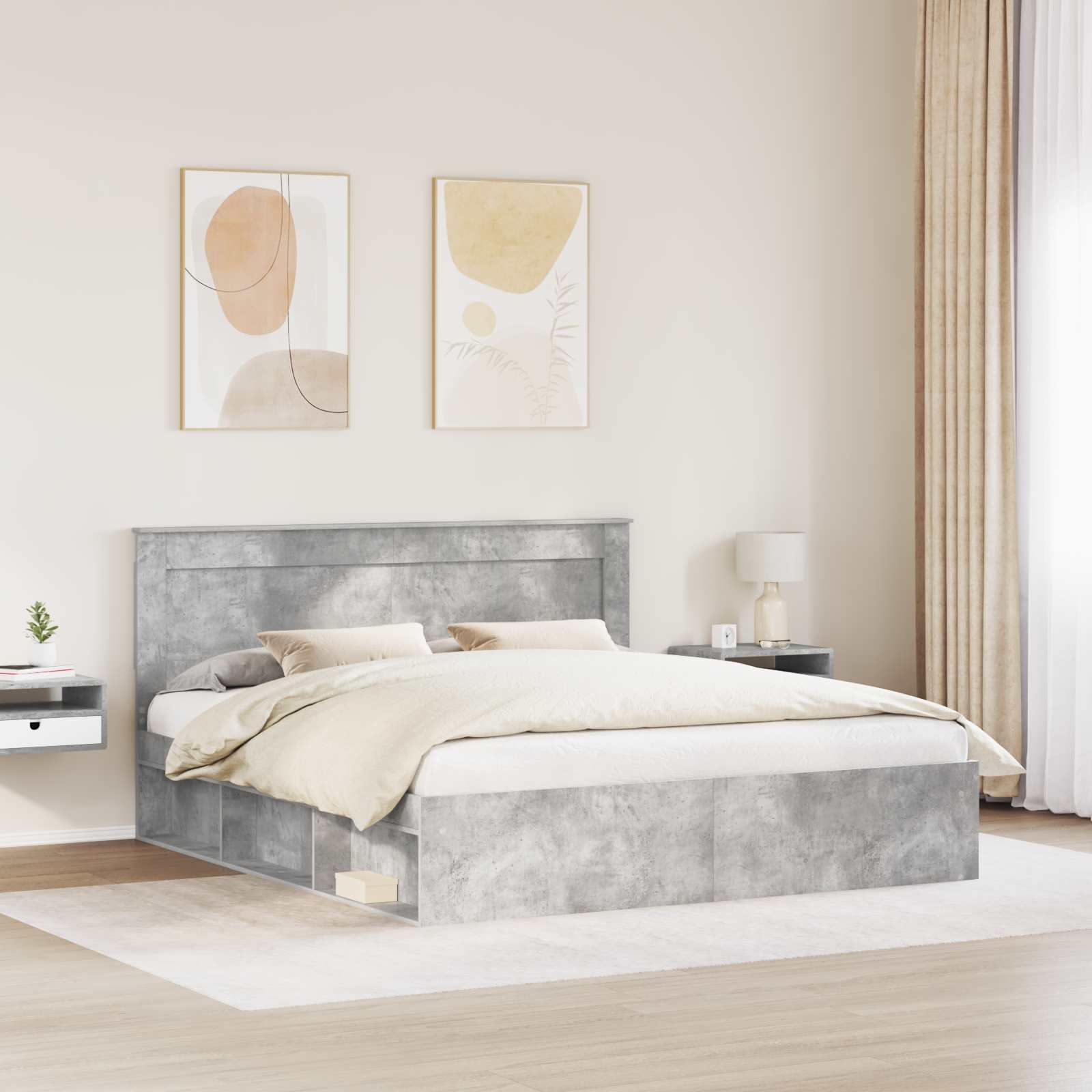 Struttura del letto Calcestruzzo 180 x 200 cm Pino massello | homemem39