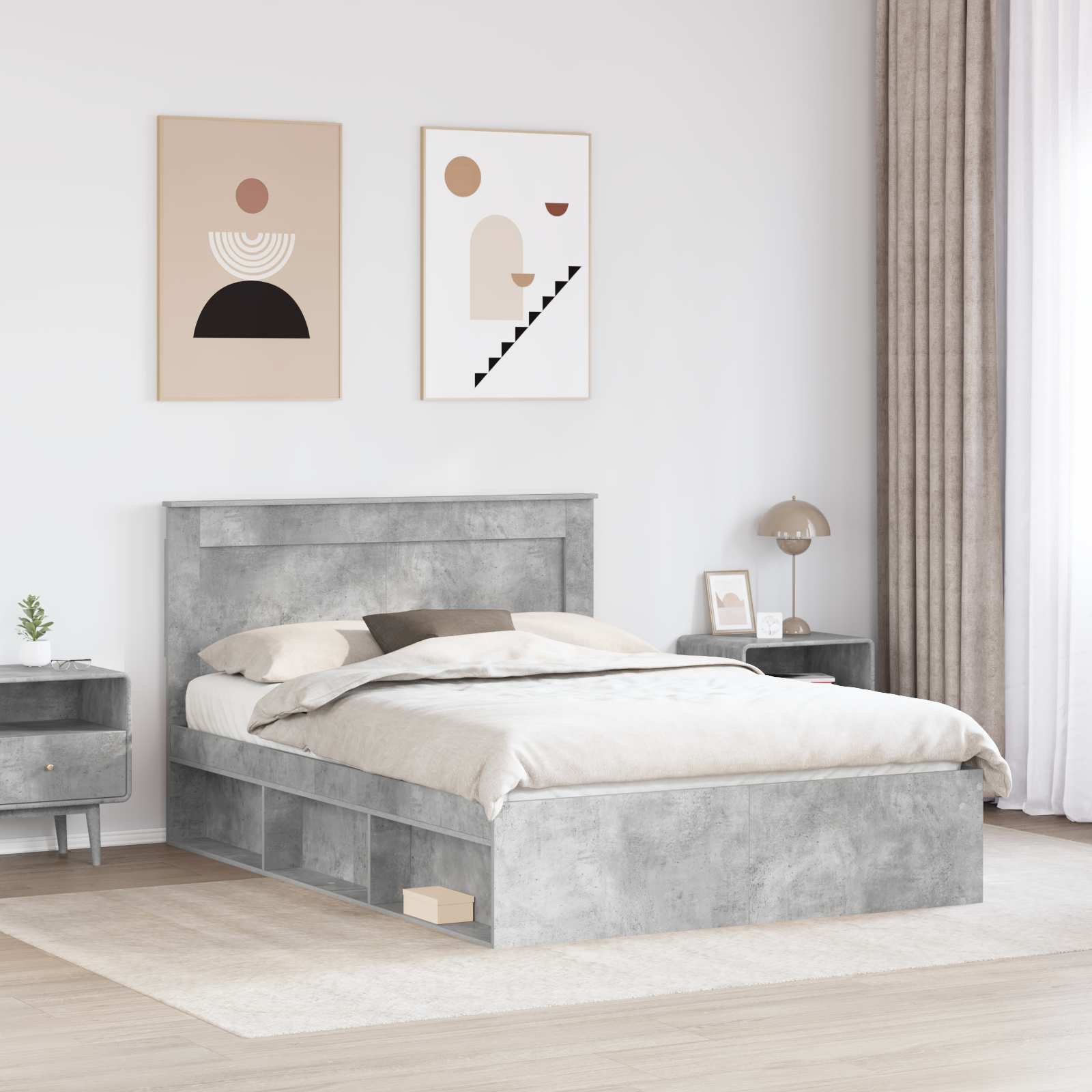 Struttura del letto Calcestruzzo 160 x 200 cm Pino massello | homemem39