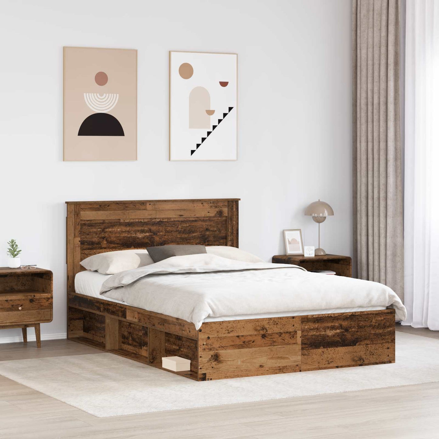 Struttura del letto Legno vecchio 150 x 200 cm Pino massello | homemem39