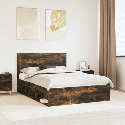 Struttura del letto Rovere fumé 140 x 190 cm Pino massello | homemem39