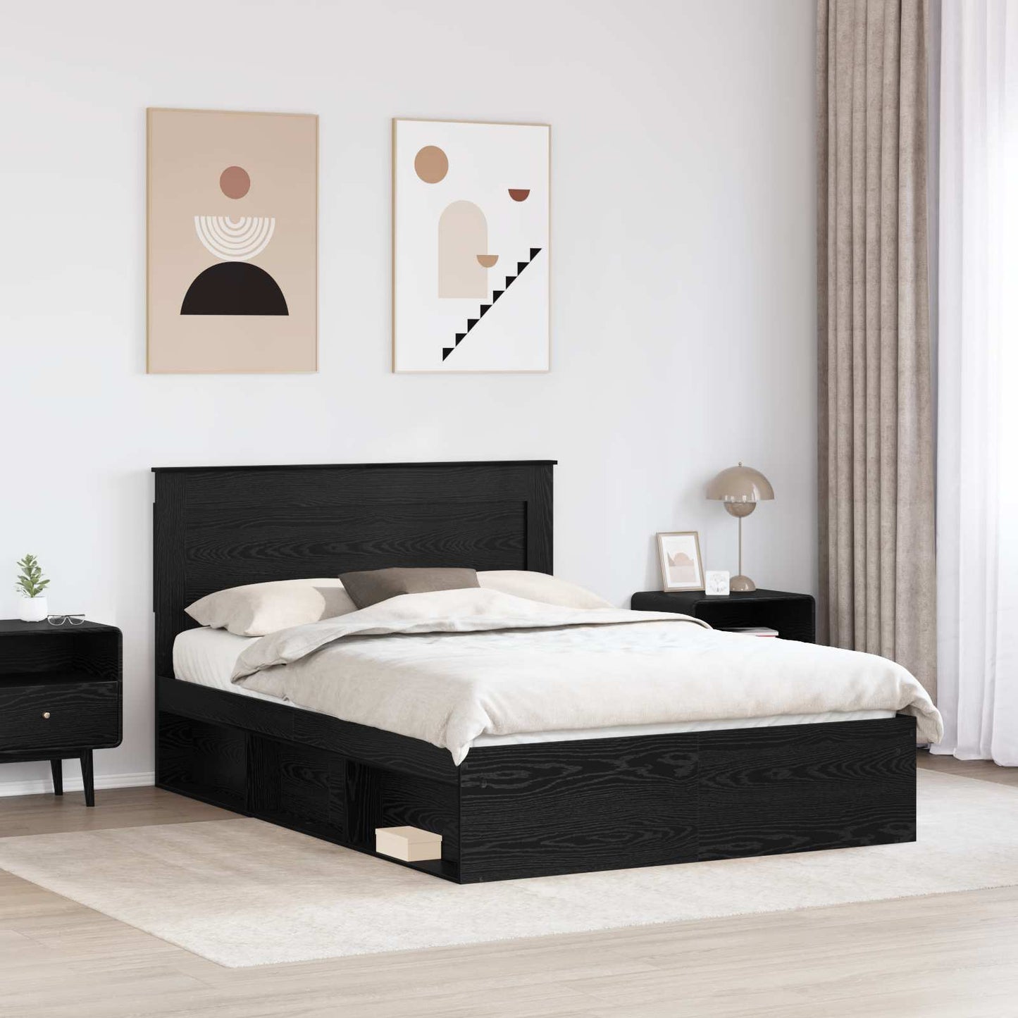 Struttura del letto Nero 140 x 190 cm Pino massello | homemem39