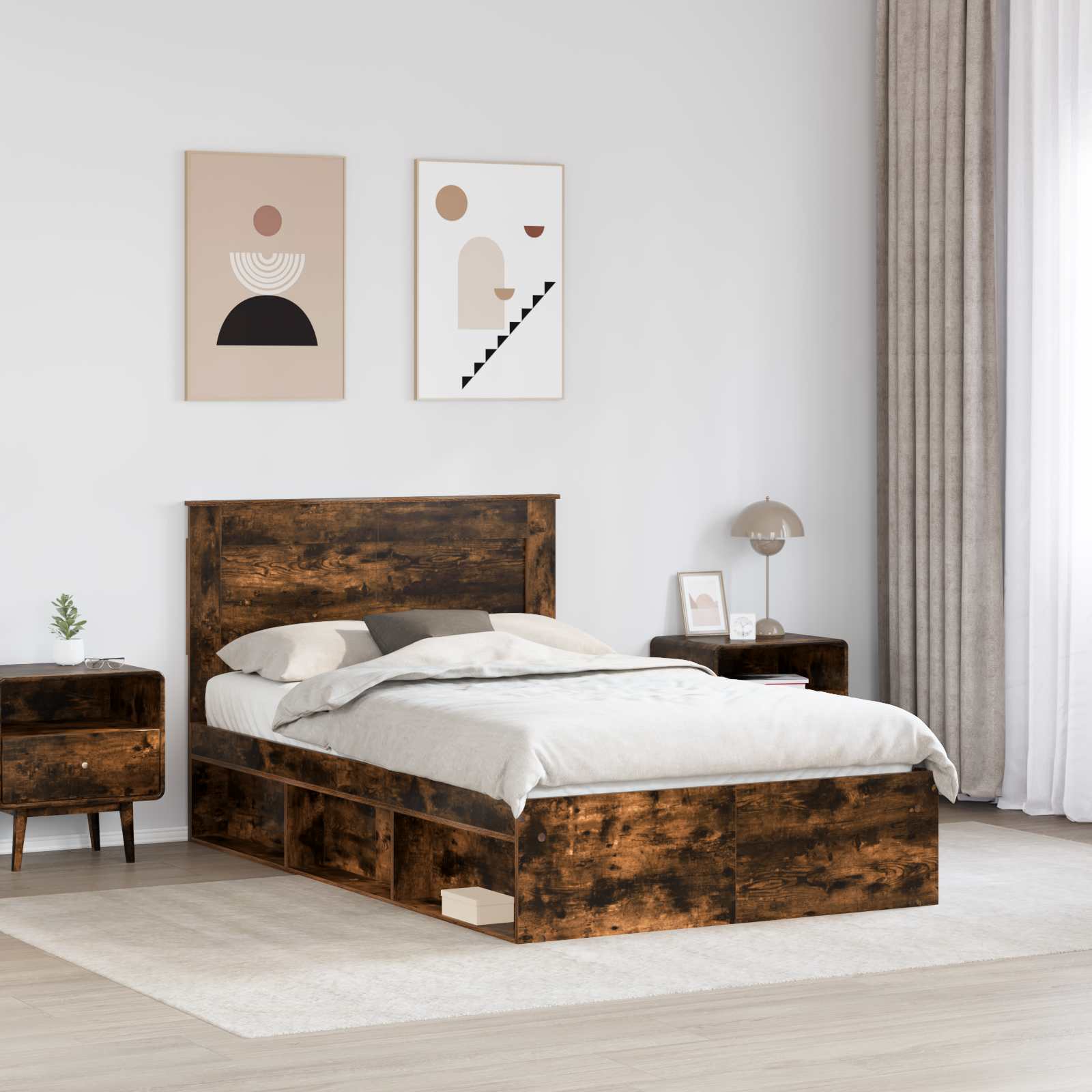 Struttura del letto Rovere fumé 120 x 200 cm Pino massello | homemem39