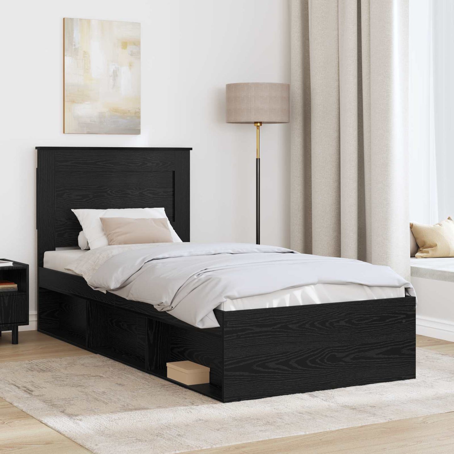 Struttura del letto Nero 100 x 200 cm Pino massello | homemem39