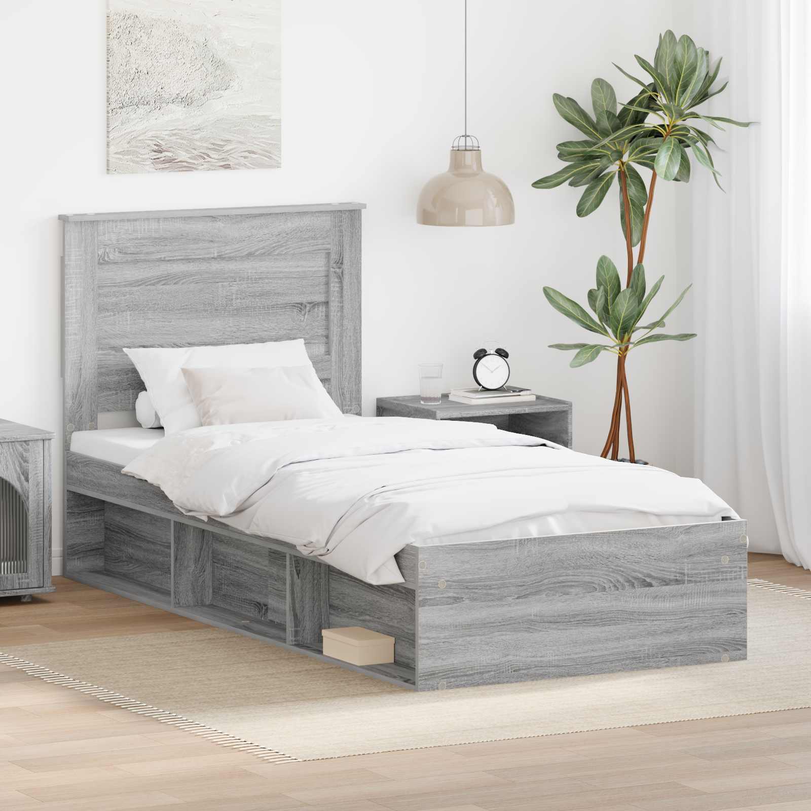 Struttura del letto Grigio Sonoma 100 x 200 cm Pino massello | homemem39