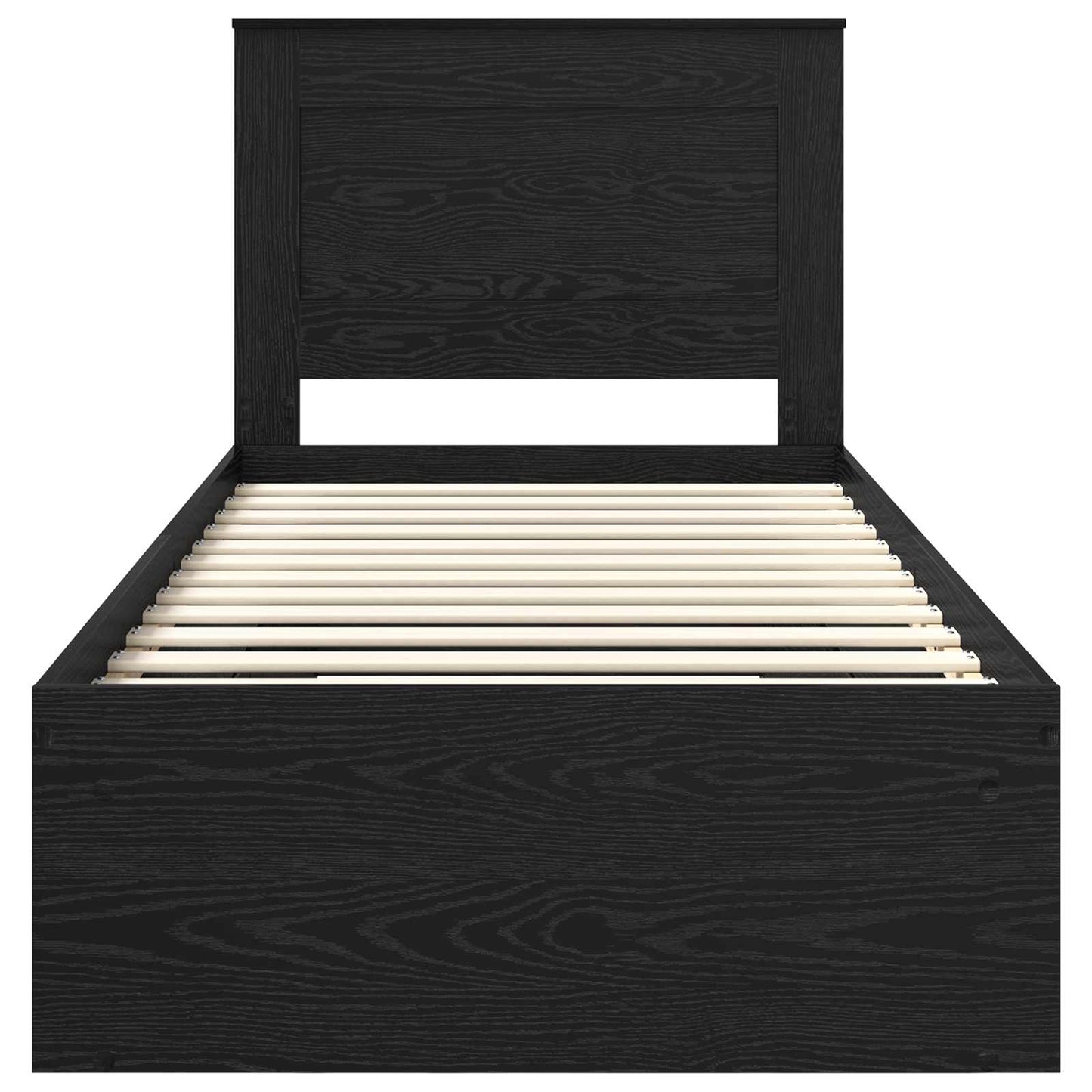 Struttura del letto con testiera Nero 90 x 200 cm Pino massello | homemem39