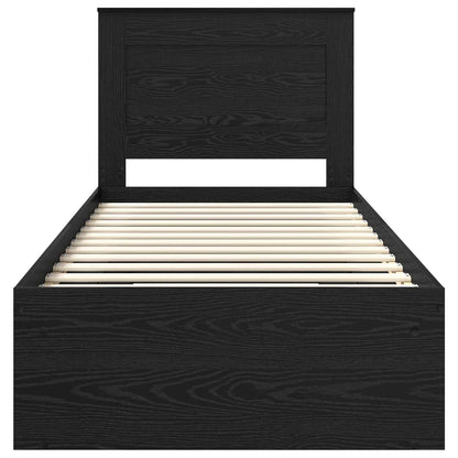 Struttura del letto con testiera Nero 90 x 200 cm Pino massello | homemem39