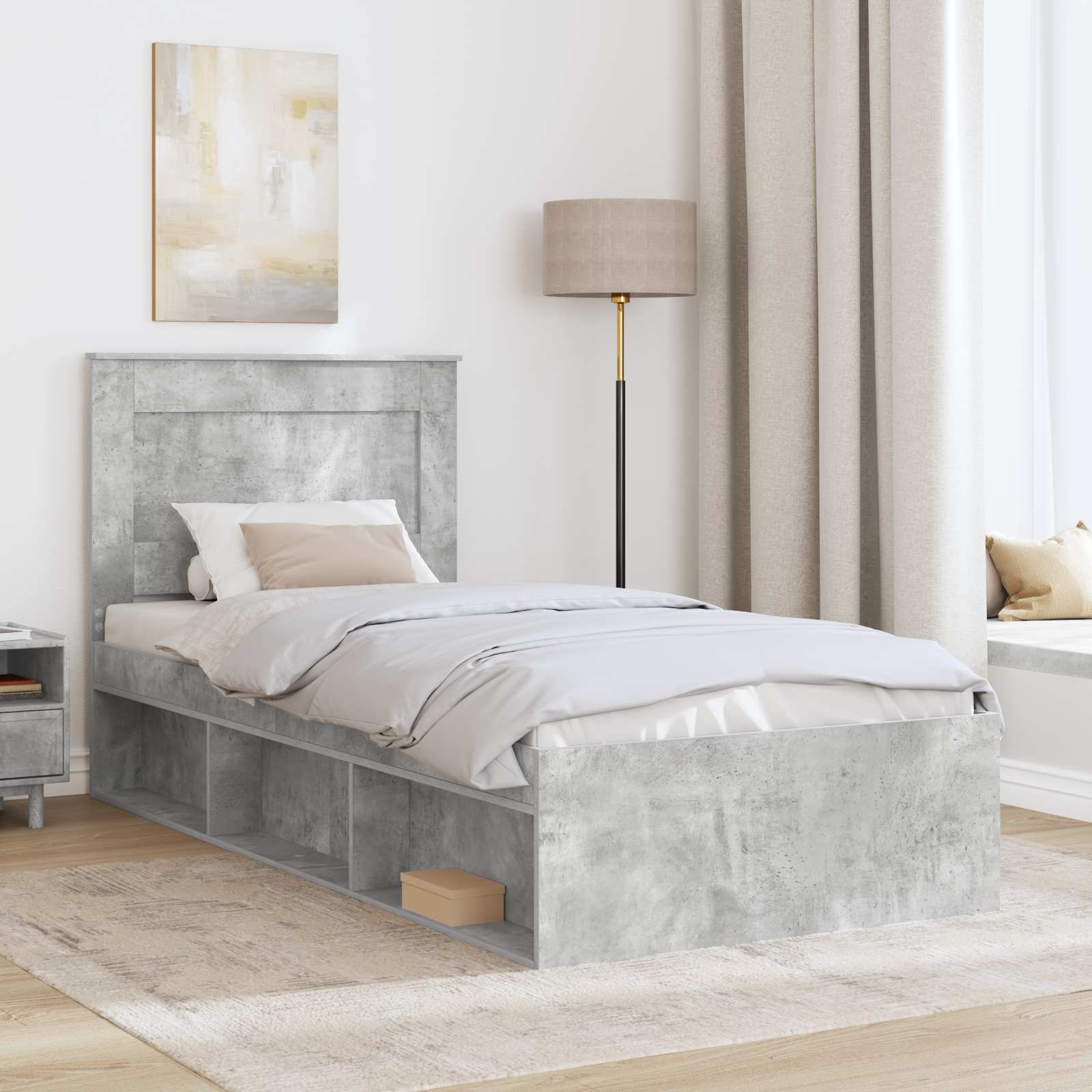 Struttura del letto Grigio Concretè 75 x 190 cm Pino massello | homemem39