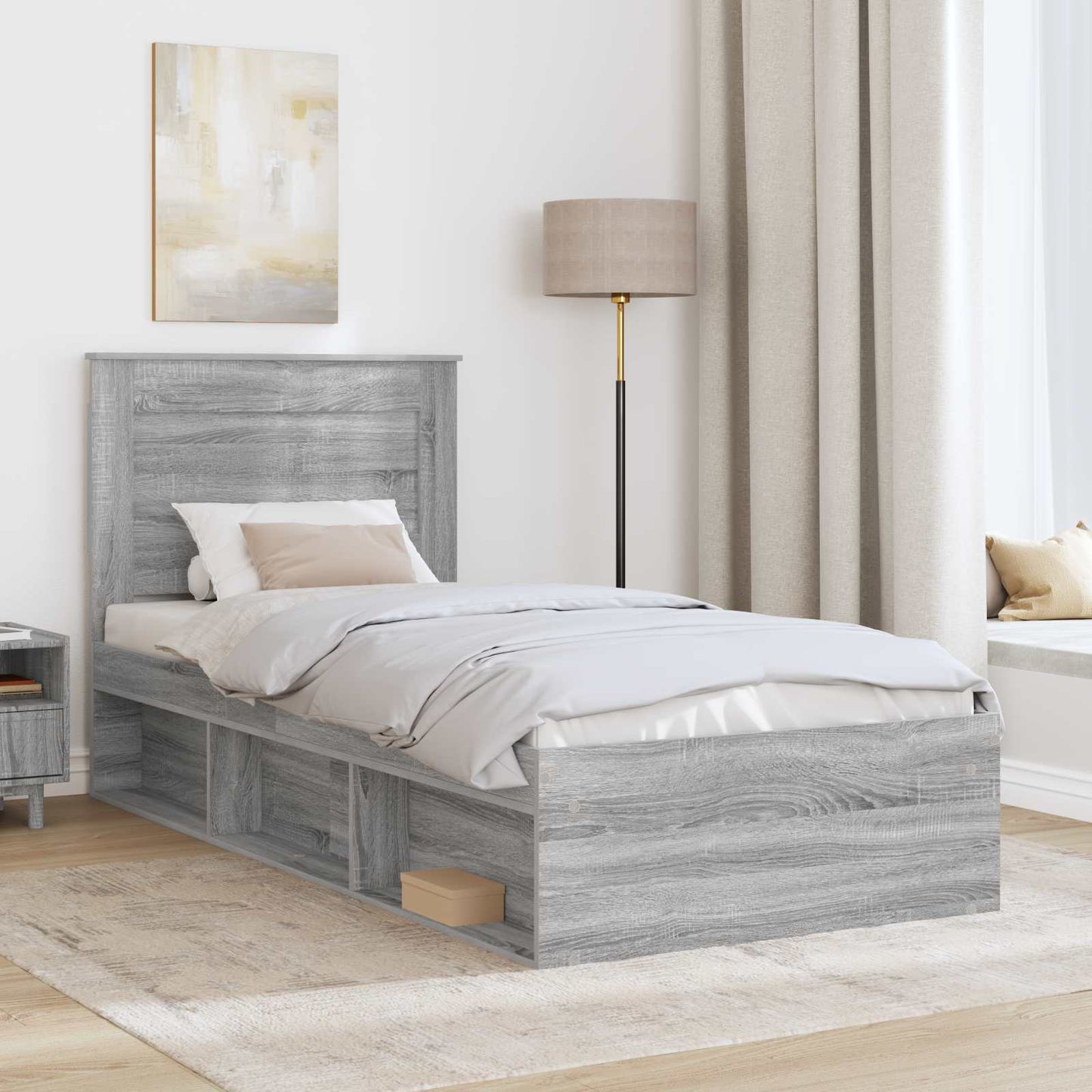 Struttura del letto Grigio Sonoma 75 x 190 cm Pino massello | homemem39