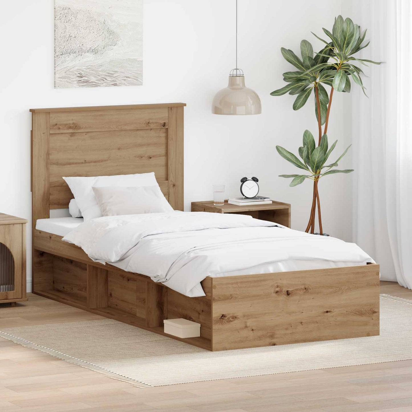 Struttura del letto con testiera Rovere Artigianale 75 x 190 cm | homemem39