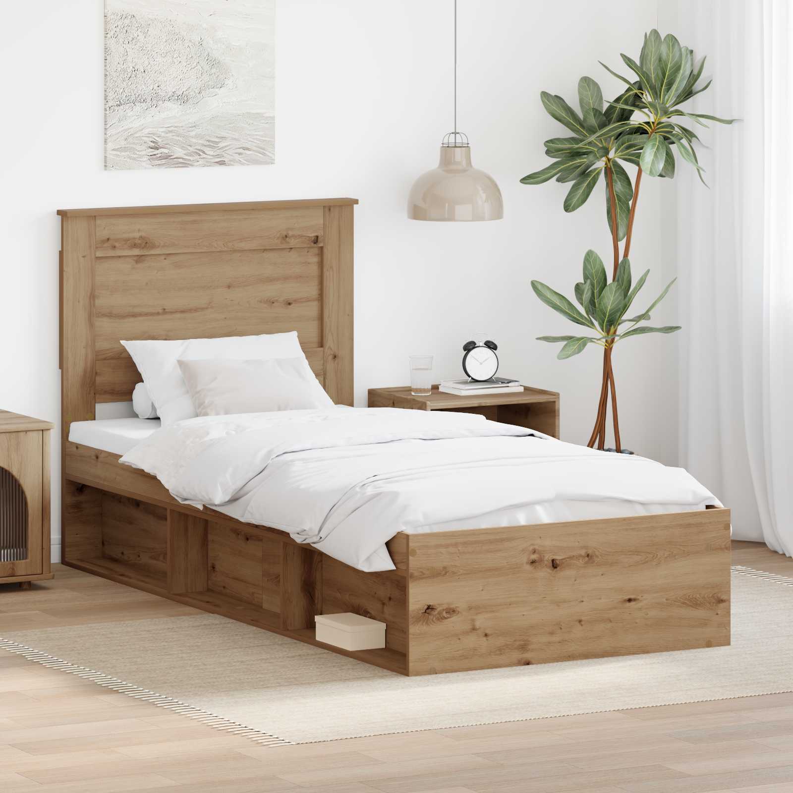 Struttura del letto con testiera Rovere Artigianale 75 x 190 cm | homemem39