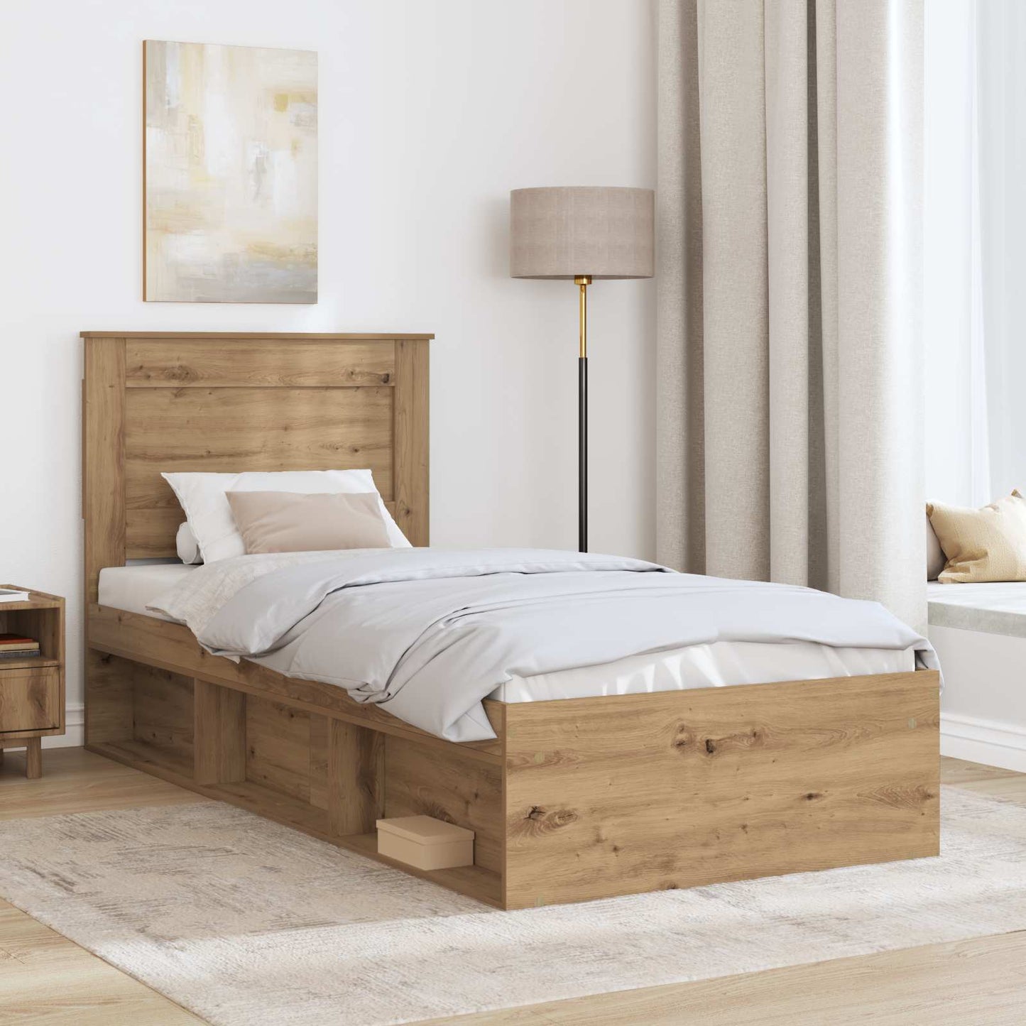 Struttura del letto con testiera Rovere Artigianale 75 x 190 cm | homemem39