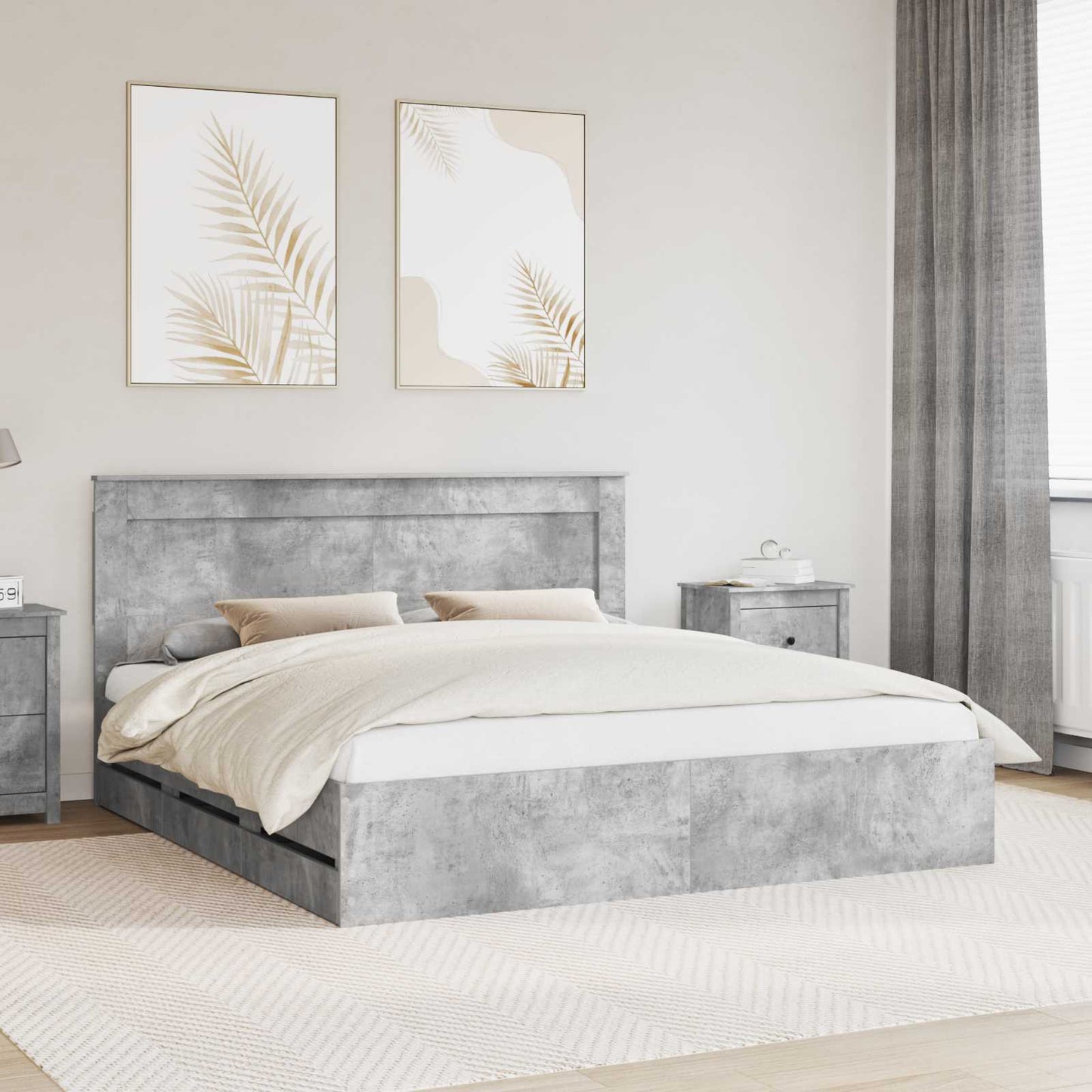 Struttura del letto con cassetto Grigio cemento 200 x 200 cm