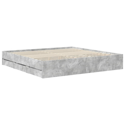 Struttura del letto con cassetto Grigio cemento 200 x 200 cm