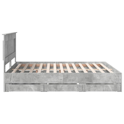 Struttura del letto con cassetto Grigio cemento 200 x 200 cm