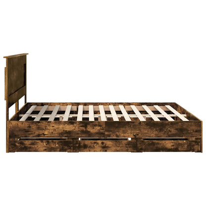 Struttura del letto con cassetto Rovere fumé 200 x 200 cm