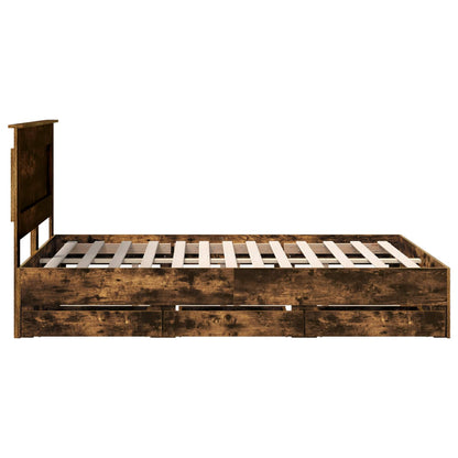Struttura del letto con cassetto Rovere fumé 150 x 200 cm | homemem39