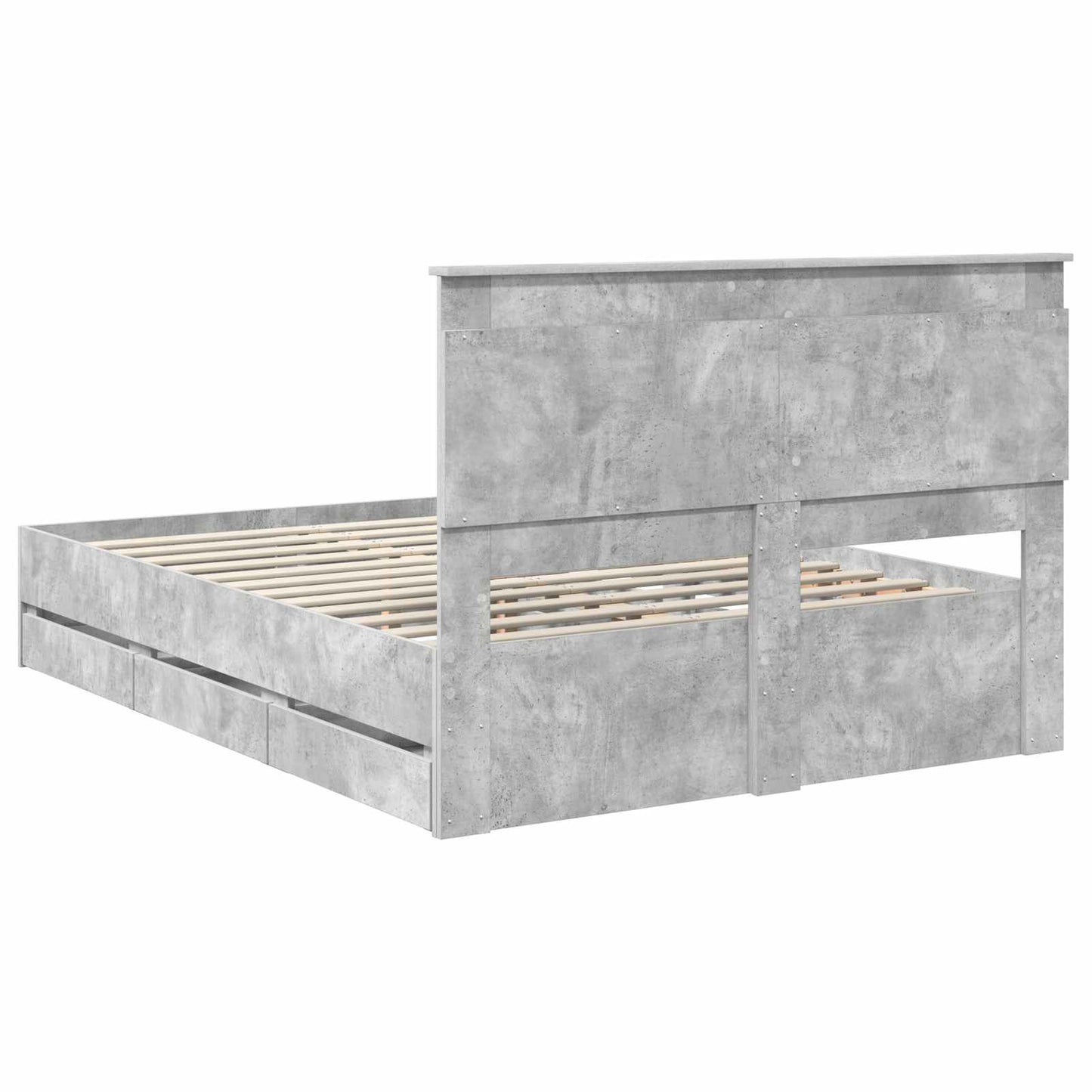 Struttura del letto con cassetto Grigio cemento 140 x 190 cm