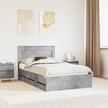 Struttura del letto con cassetto Grigio cemento 135 x 190 cm | homemem39