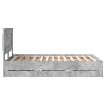 Struttura del letto con cassetto Grigio cemento 135 x 190 cm | homemem39