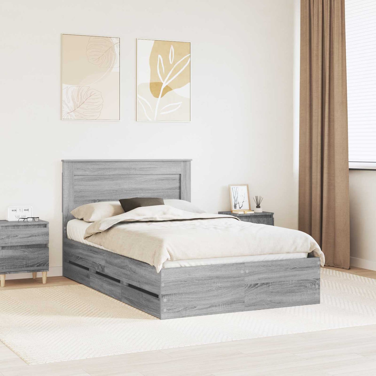 Struttura del letto con cassetto Grigio Sonoma 120 x 200 cm