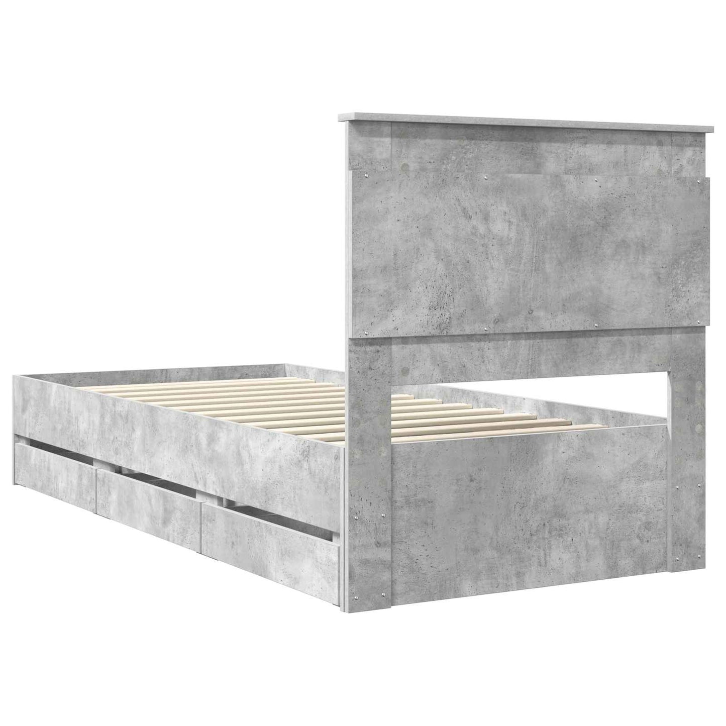 Struttura del letto con cassetto Grigio cemento 90 x 190 cm