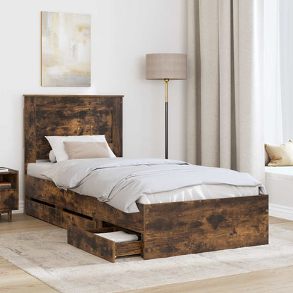 Struttura del letto con cassetto Rovere fumé 90 x 190 cm