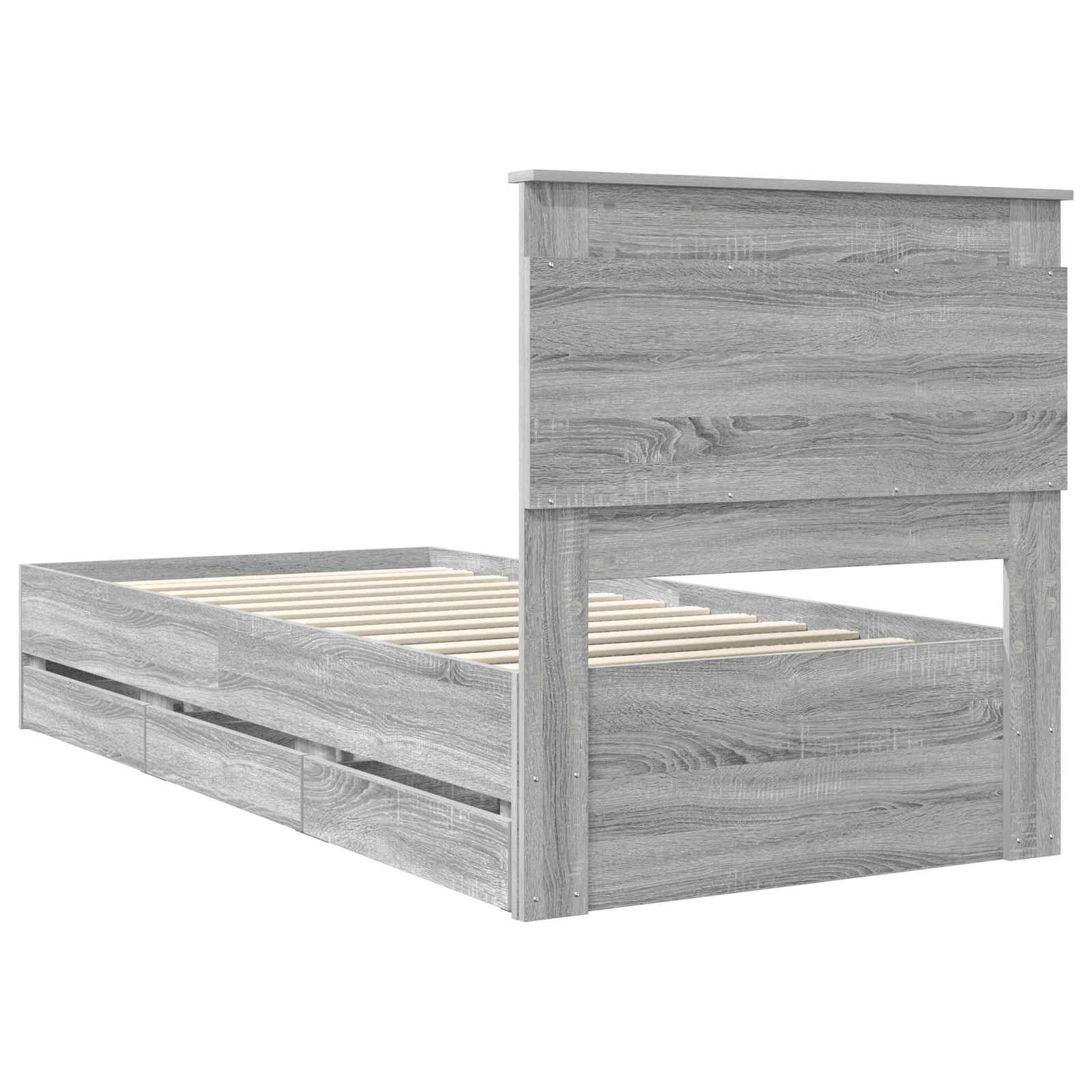 Struttura del letto con cassetto Grigio Sonoma 90 x 190 cm | homemem39