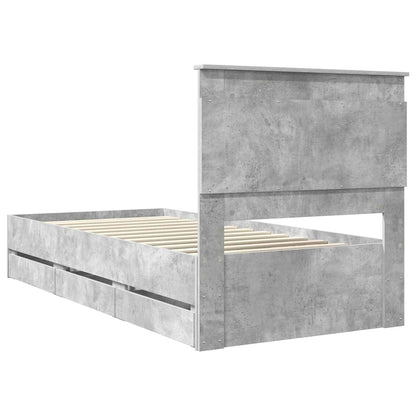 Struttura del letto con cassetto Grigio cemento 90 x 200 cm