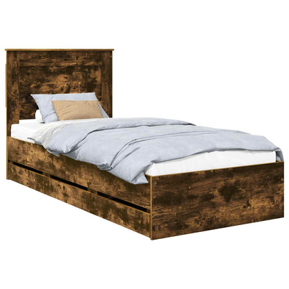 Struttura del letto con cassetto Rovere fumé 90 x 200 cm | homemem39