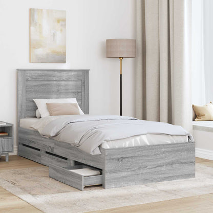 Struttura del letto con cassetto Grigio Sonoma 90 x 200 cm