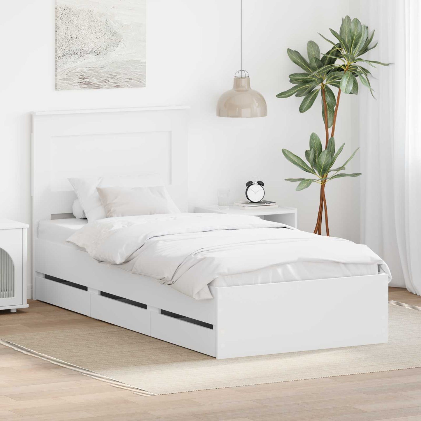 Struttura del letto Bianco 75 x 190 cm Legno Ingegnerizzato