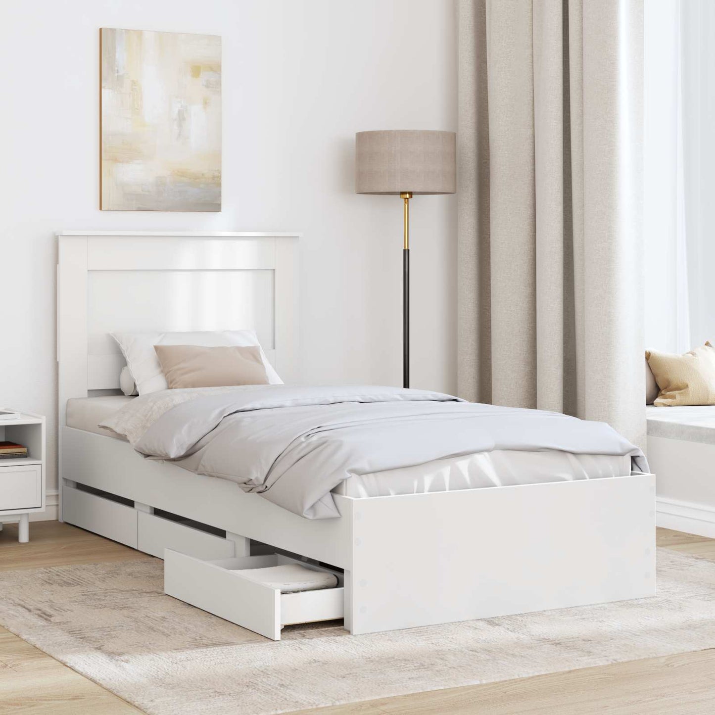 Struttura del letto Bianco 75 x 190 cm Legno Ingegnerizzato | homemem39