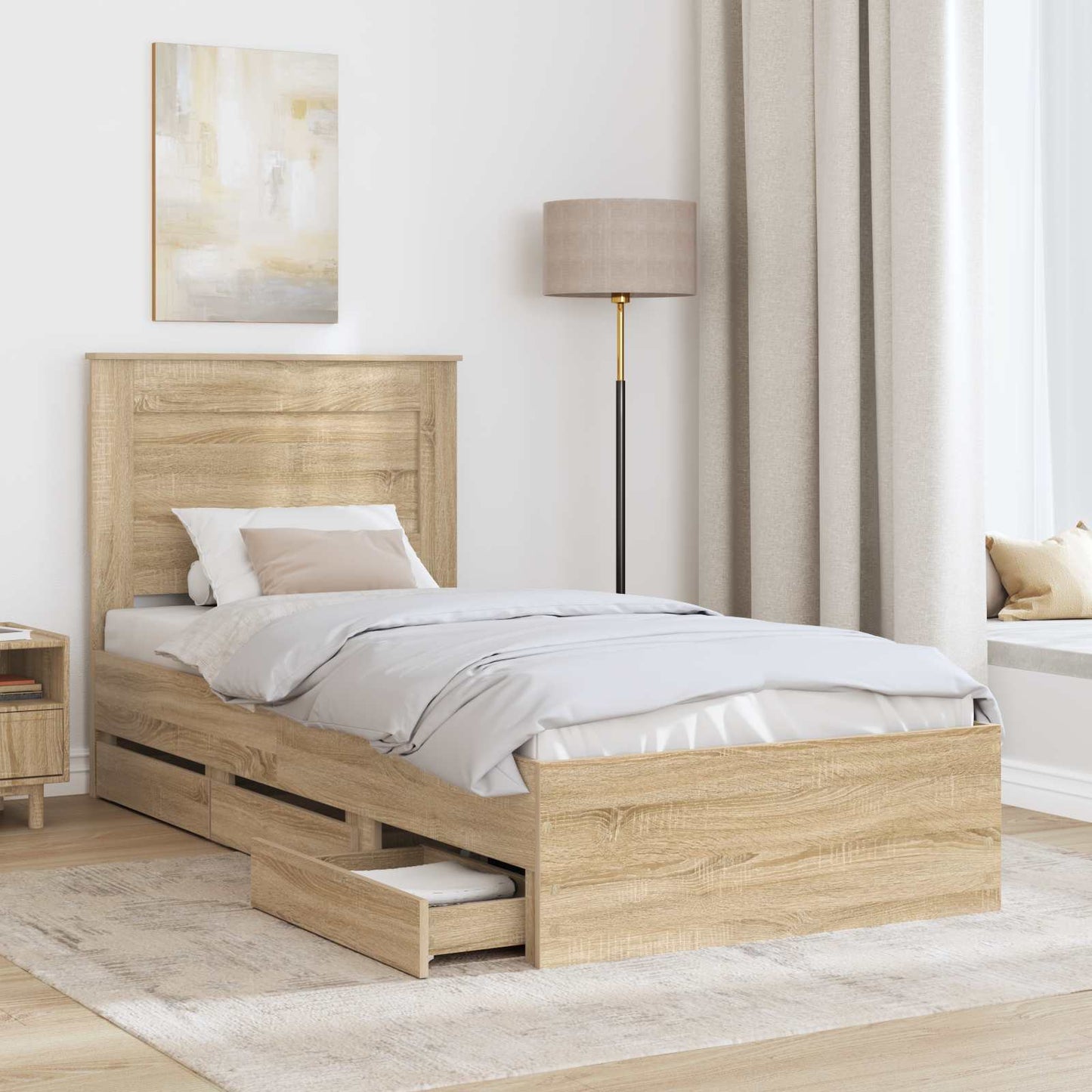 Struttura del letto con cassetto Rovere Sonoma 75 x 190 cm | homemem39