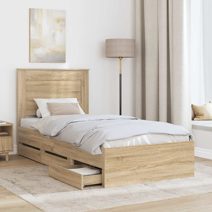 Struttura del letto con cassetto Rovere Sonoma 75 x 190 cm | homemem39