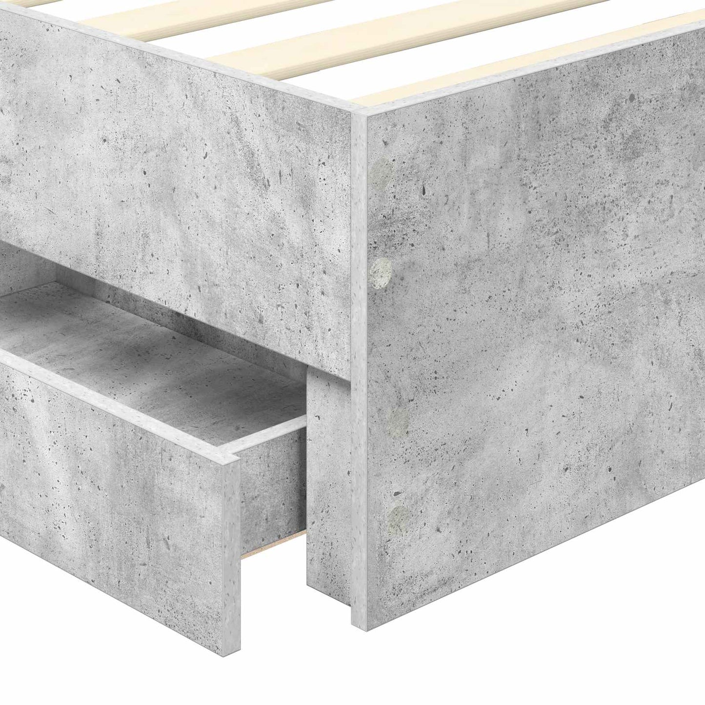 Struttura del letto con cassetto Grigio cemento 75 x 190 cm