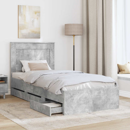Struttura del letto con cassetto Grigio cemento 75 x 190 cm