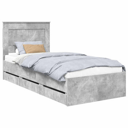 Struttura del letto con cassetto Grigio cemento 75 x 190 cm
